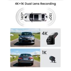 DVR Видеорегистратор K26 с 2 камери - 4К + AHD 1080p, GPS + Beidou (двойна сателитна система), 2" IPS, 4G, Wi‑Fi Hotspot, CloudSpirit Live View/Remote, Two‑Way Talkie, G‑Sensor, 24H Parking, microSD до 512GB, 12–24V (с адаптер)